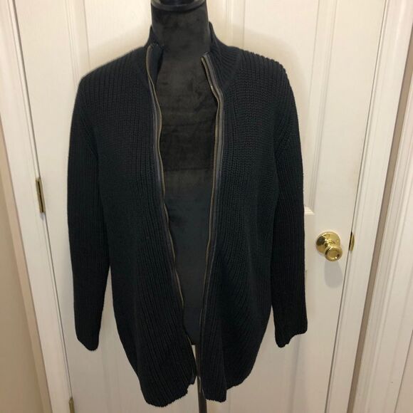 Chico’s Platinum zip leather front sweater size XL - Picture 4 of 10